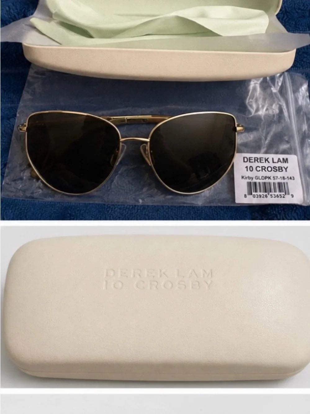 Derek Lam Gold Metal Aviator Sunglasses with Black Lenses (Kirby)